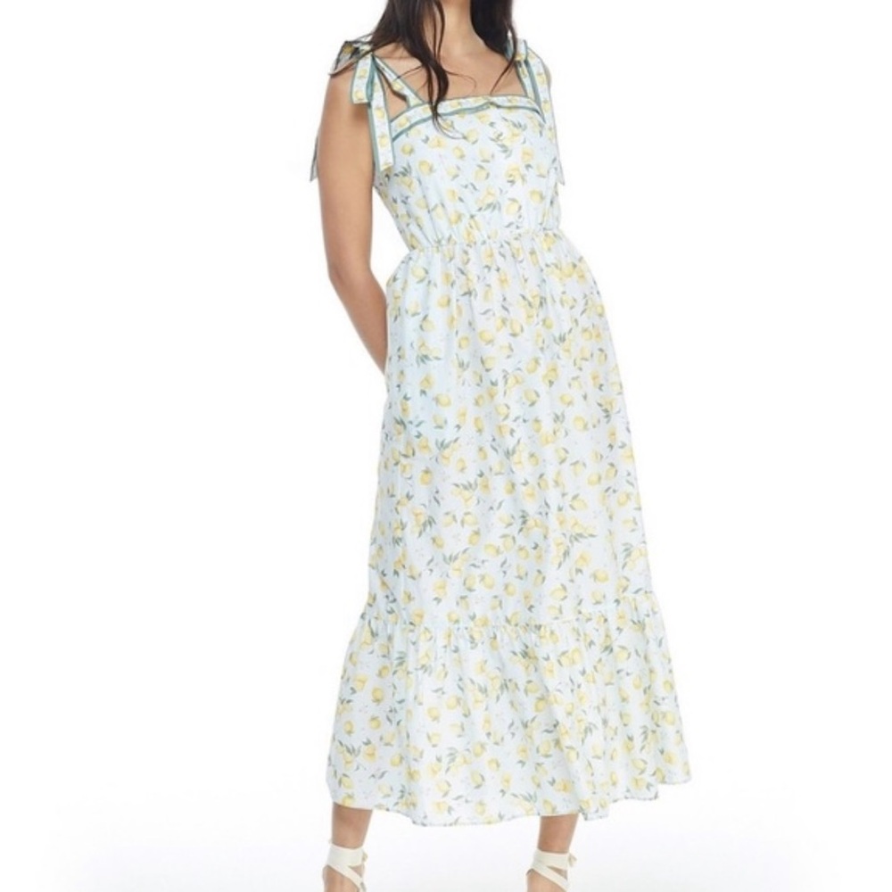 Gal Meets Glam White and Yellow Floral Midi Dress